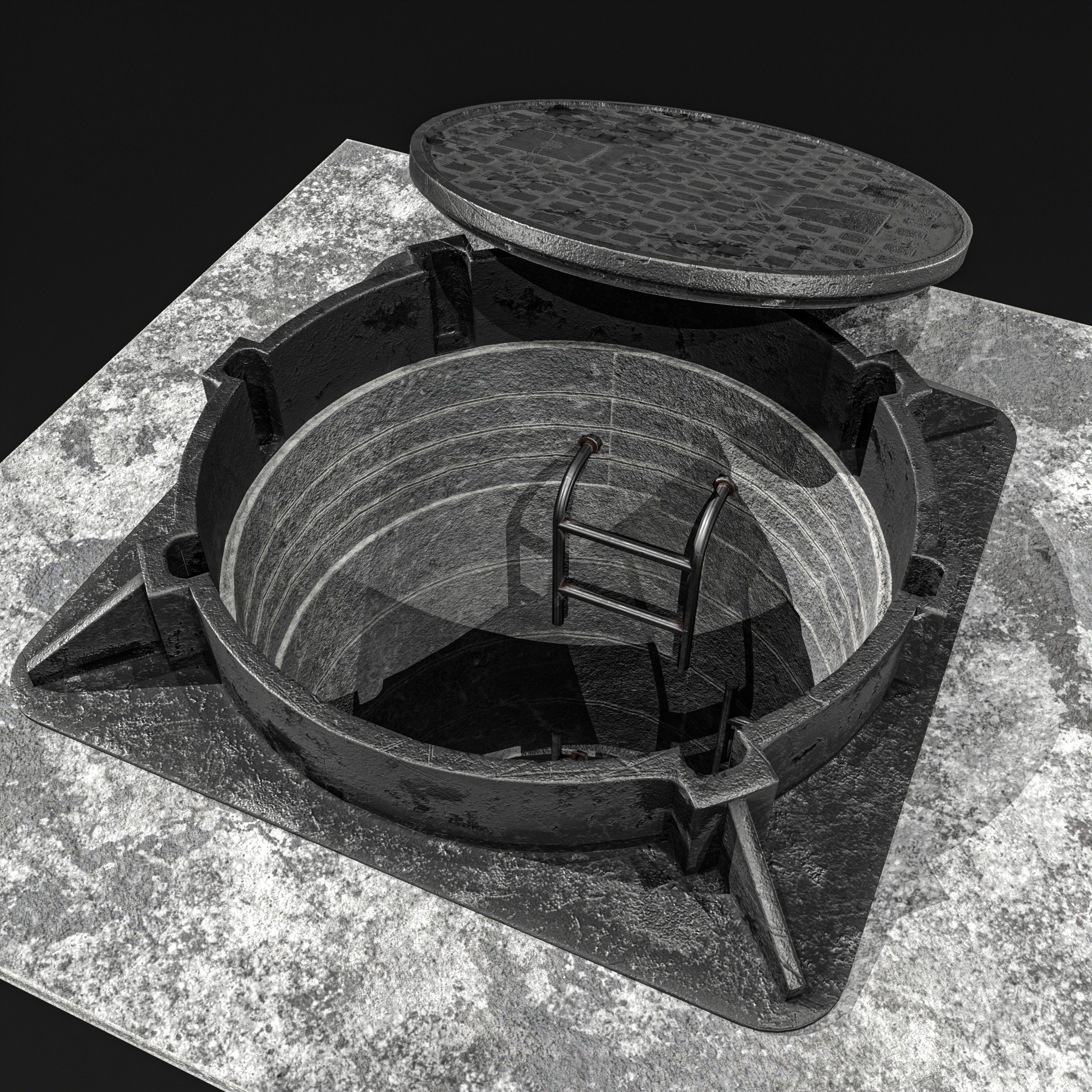 Manhole and Ground Tunnel Low-poly 3D model_12