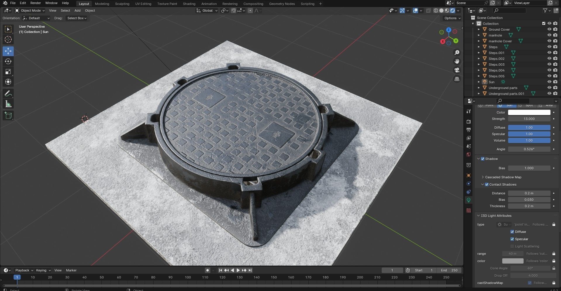 Manhole and Ground Tunnel Low-poly 3D model_18