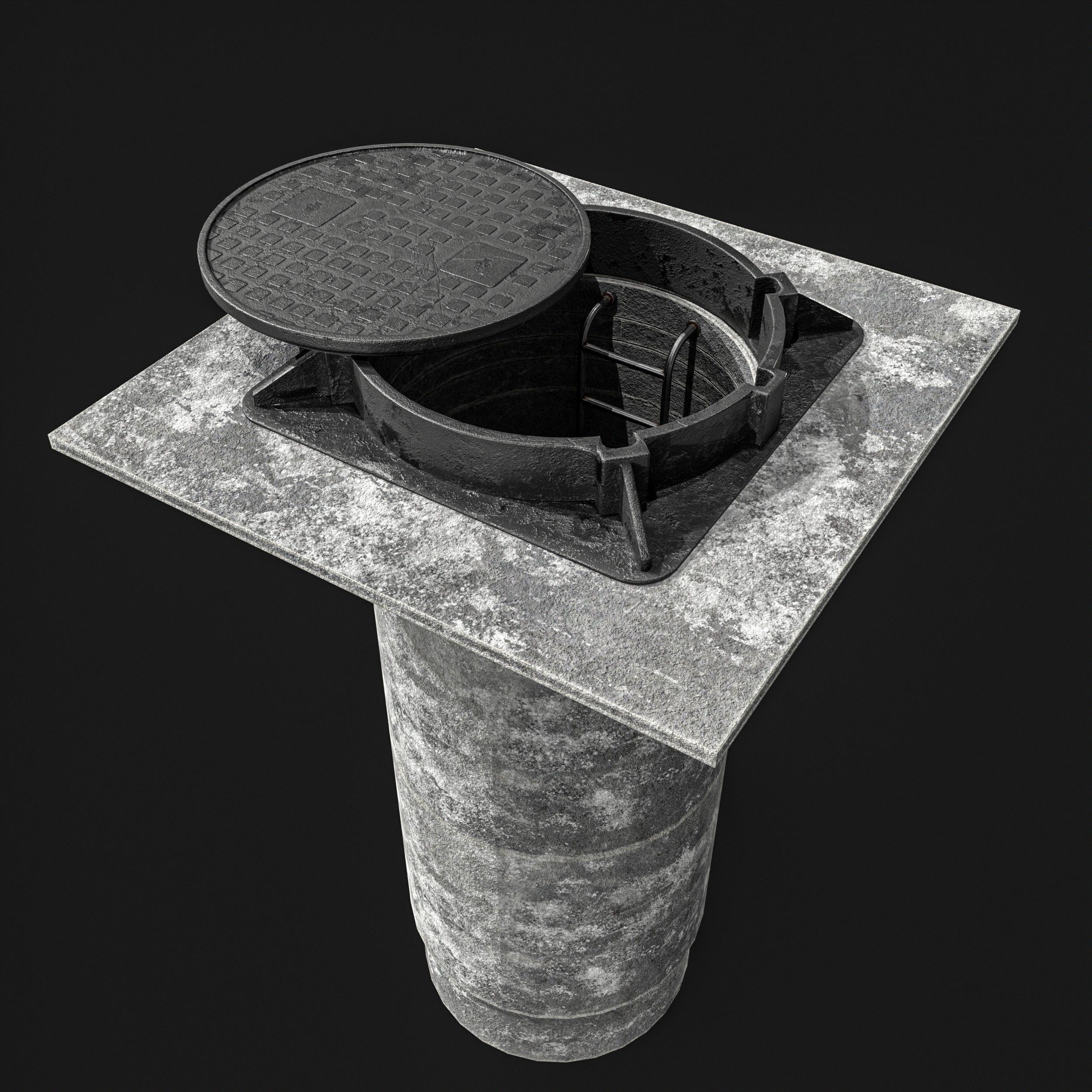 Manhole and Ground Tunnel Low-poly 3D model_16
