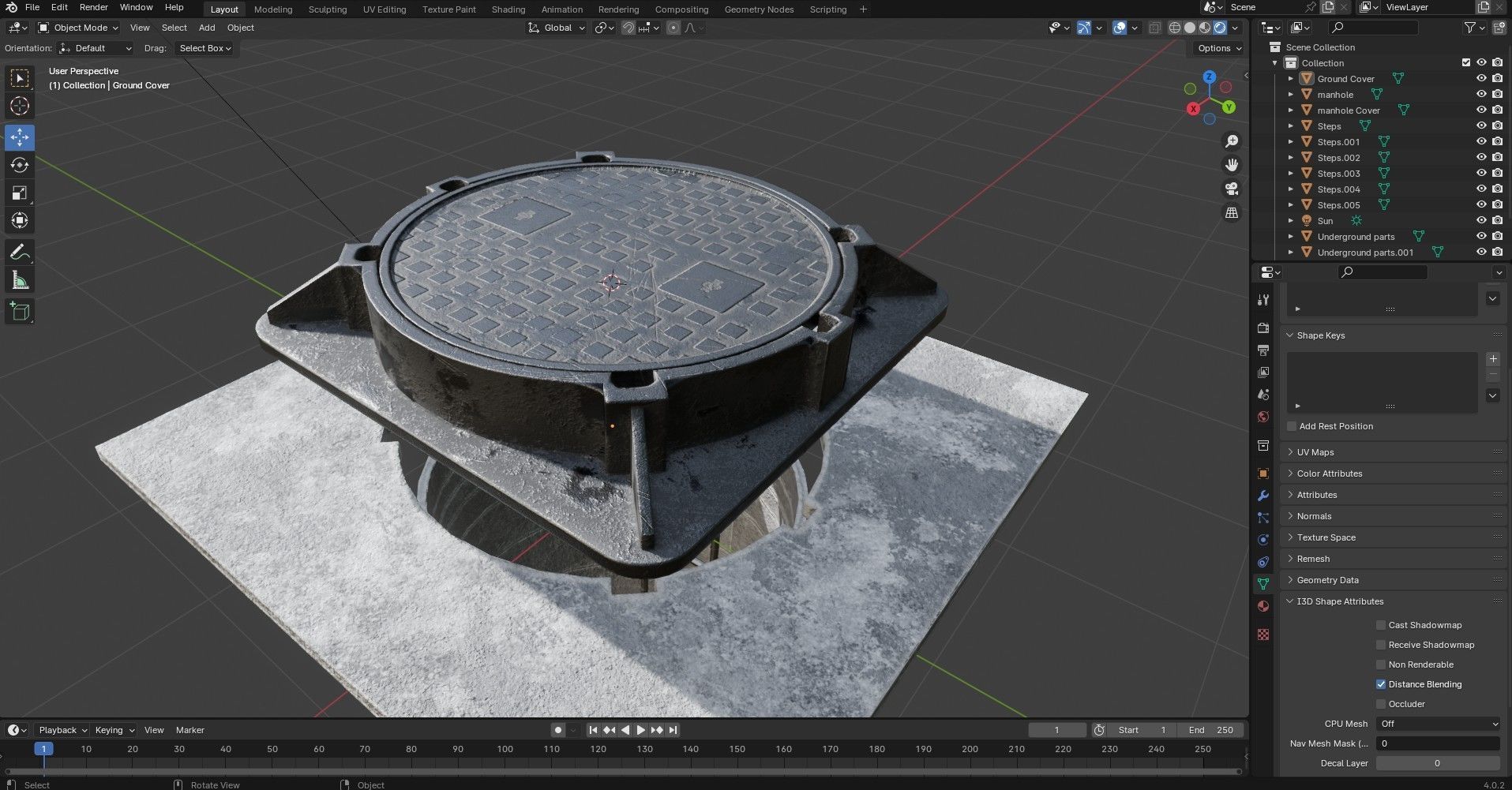 Manhole and Ground Tunnel Low-poly 3D model_20