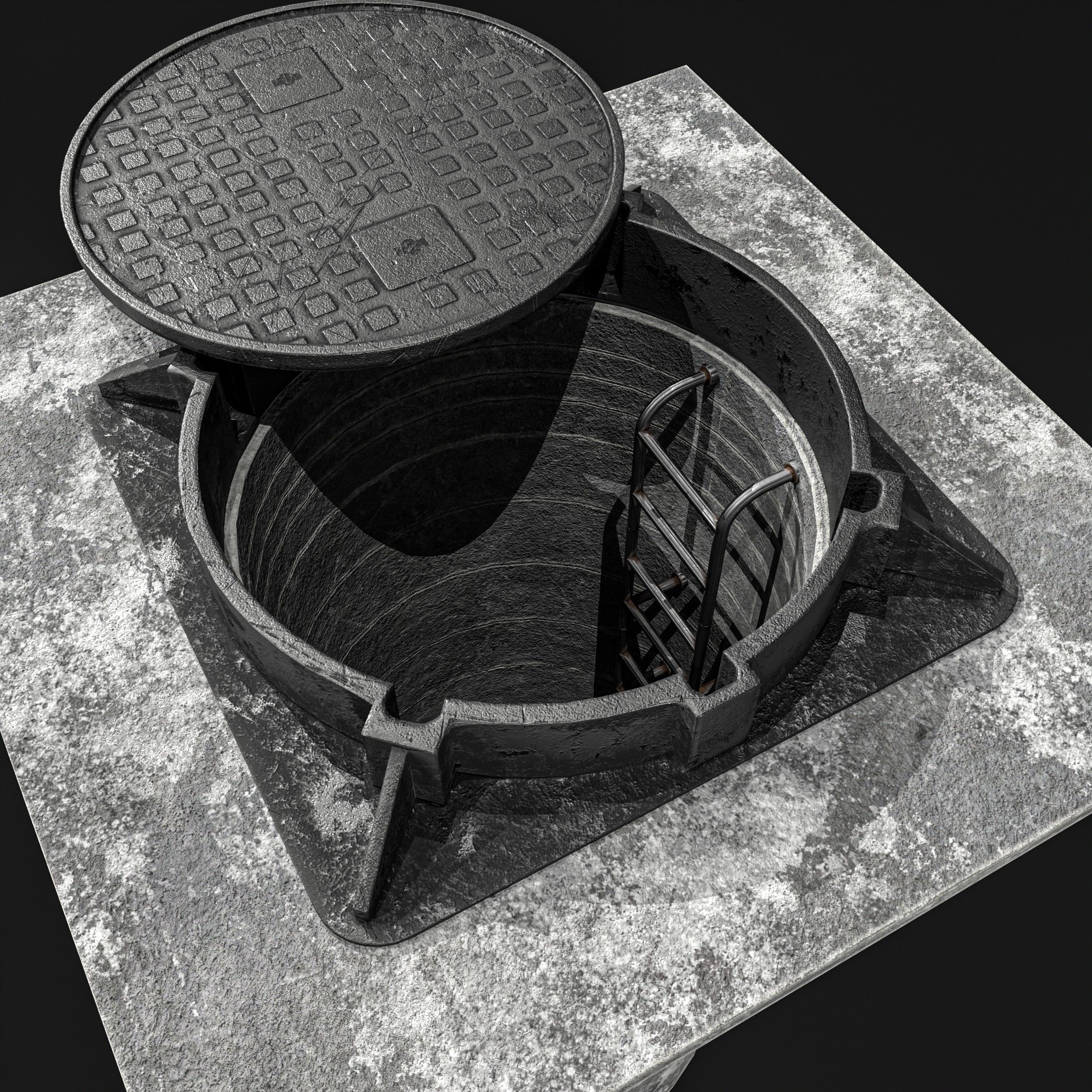 Manhole and Ground Tunnel Low-poly 3D model_5