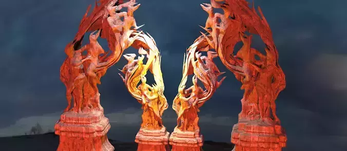 Dantes Inferno  dance tower Low-poly 3D model