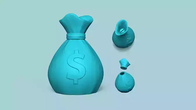 Money Bag - Piggy Bank - PiggyBank Coin Sack STL 3D print model