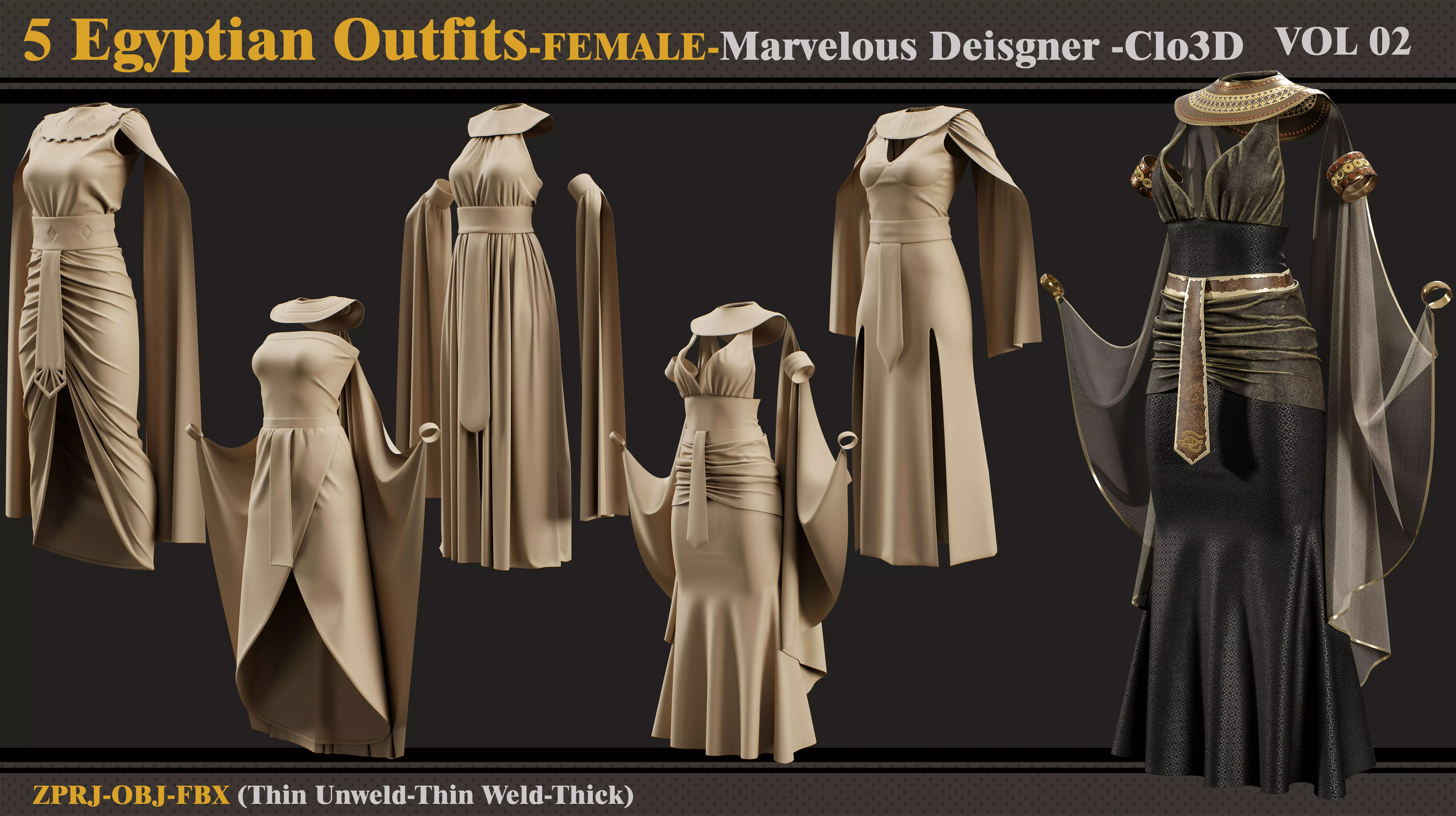 5 Egyptian Outfit-MD-Clo3d-ZPRJ-OBJ-FBX 3D model_0