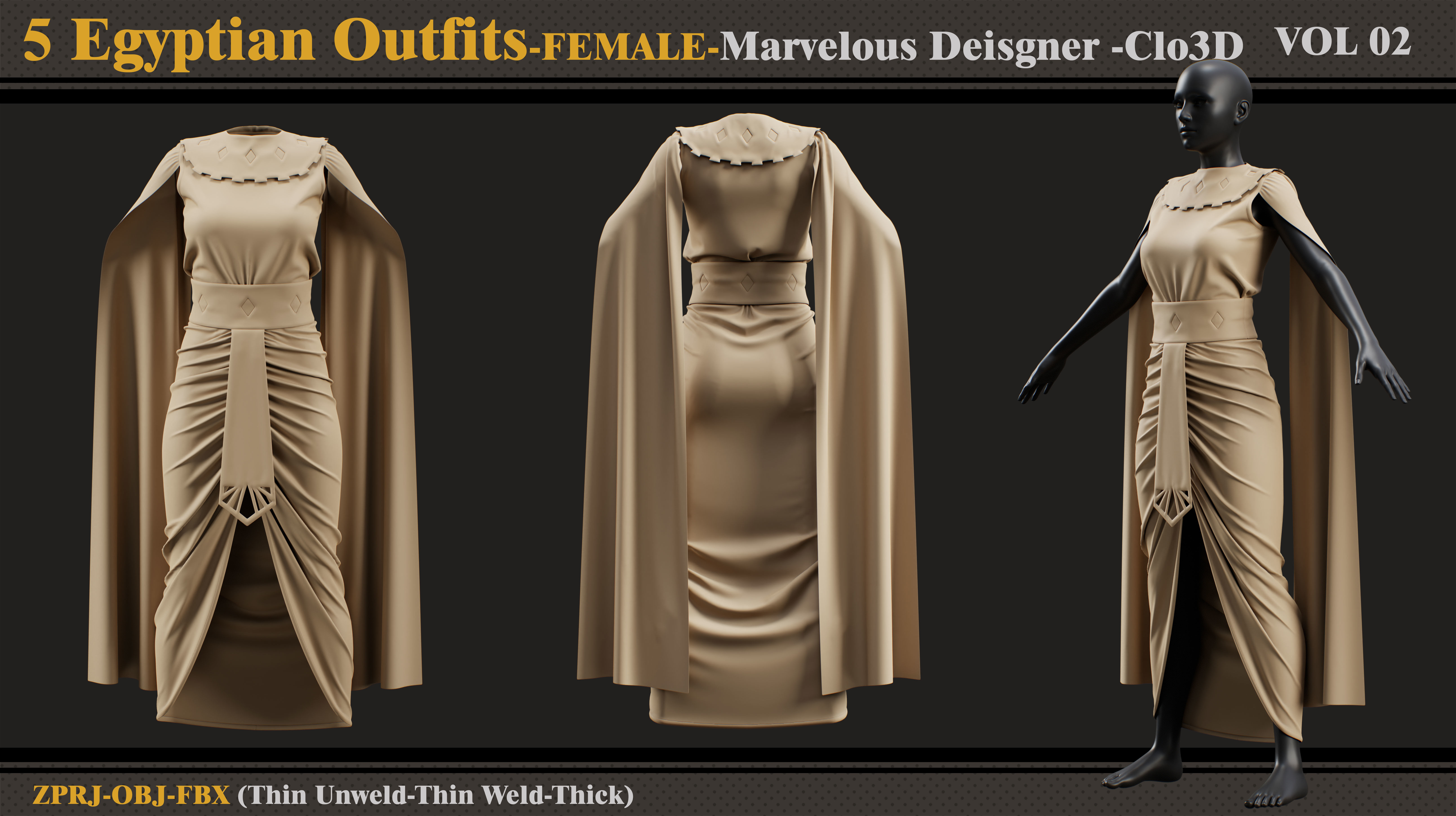 5 Egyptian Outfit-MD-Clo3d-ZPRJ-OBJ-FBX 3D model_2