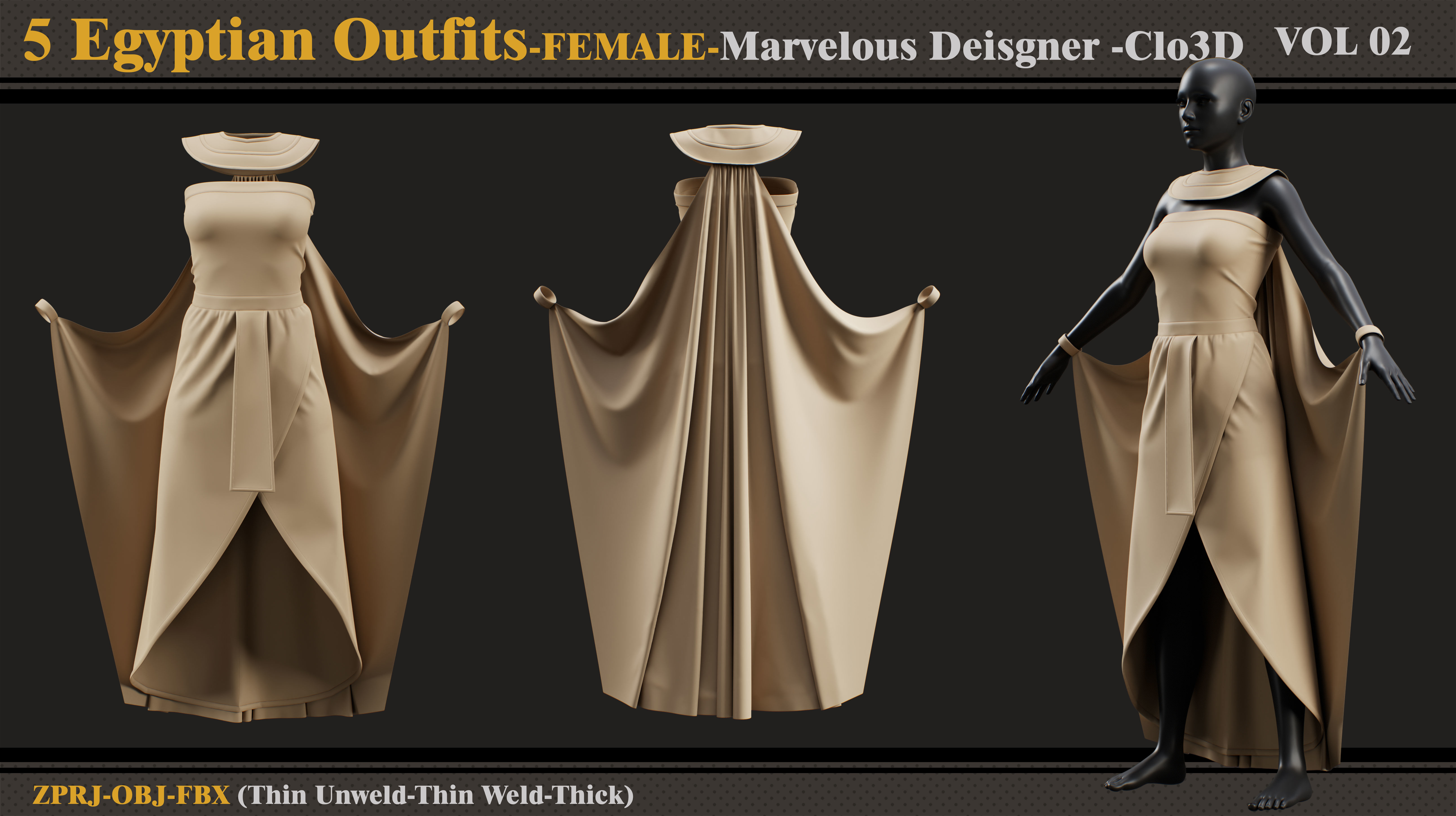 5 Egyptian Outfit-MD-Clo3d-ZPRJ-OBJ-FBX 3D model_5
