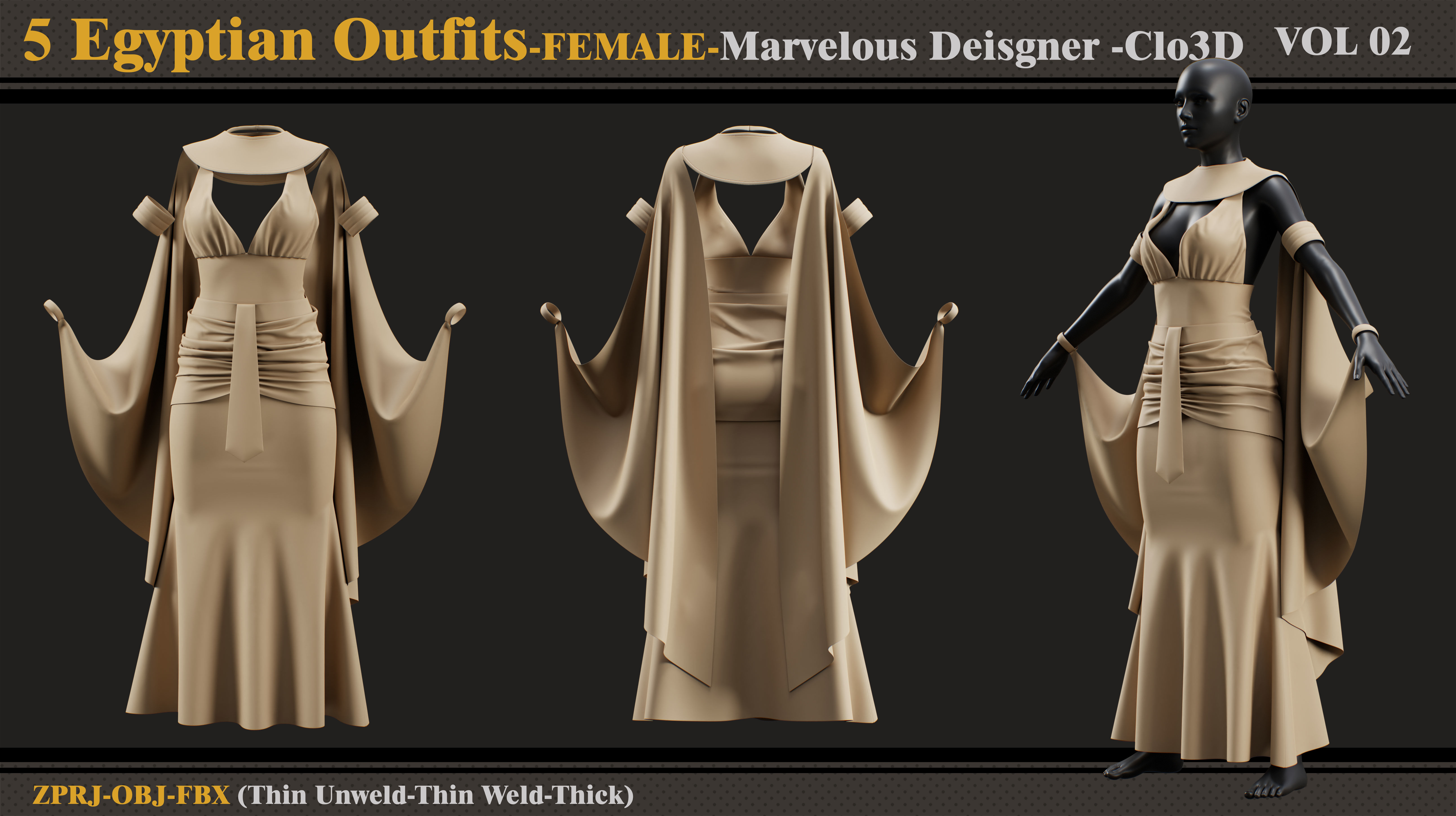 5 Egyptian Outfit-MD-Clo3d-ZPRJ-OBJ-FBX 3D model_1