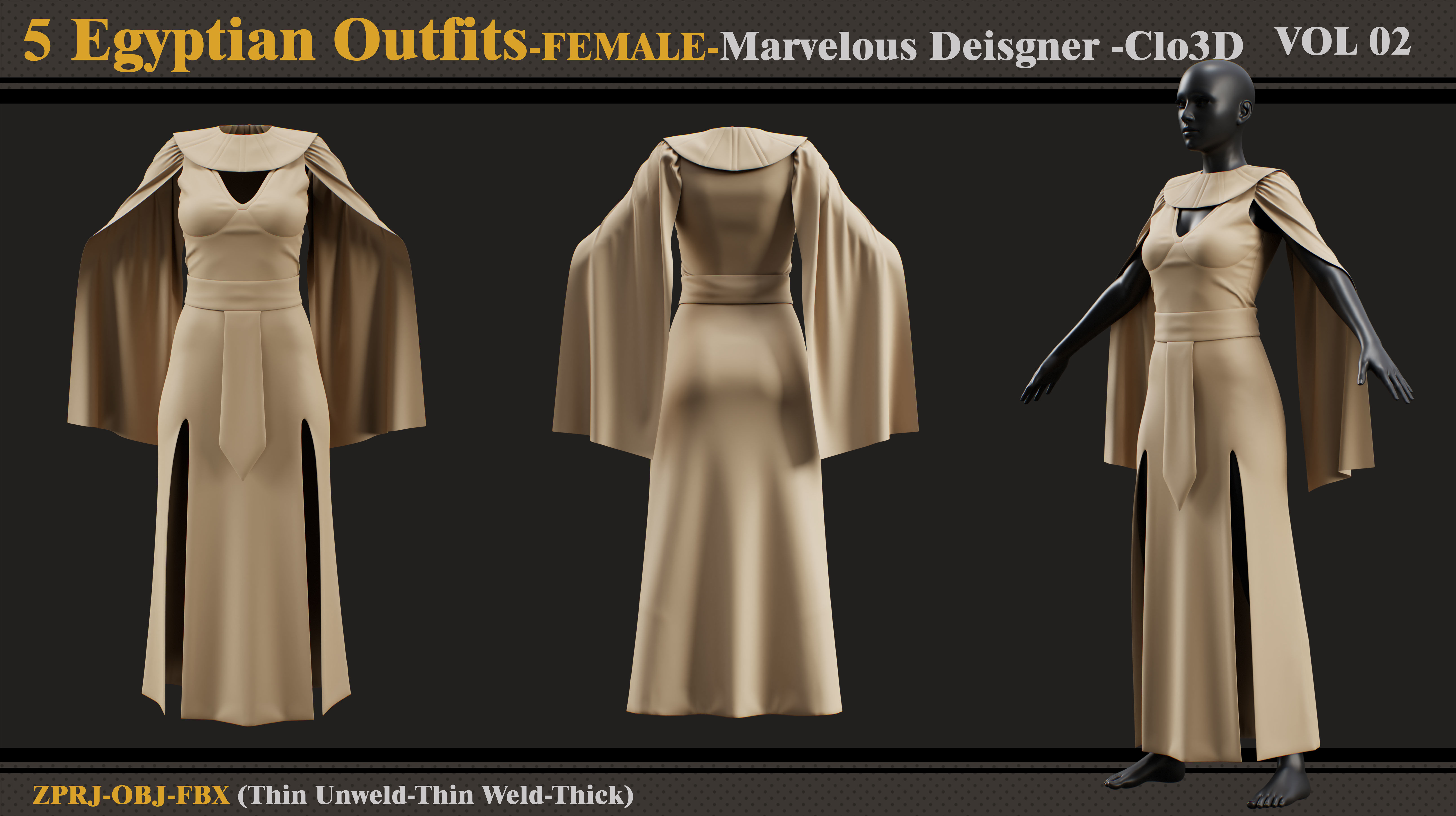 5 Egyptian Outfit-MD-Clo3d-ZPRJ-OBJ-FBX 3D model_4