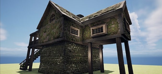 Medieval Village House with Barn Free 3D model