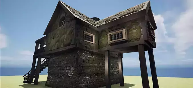 Medieval Village House with Barn