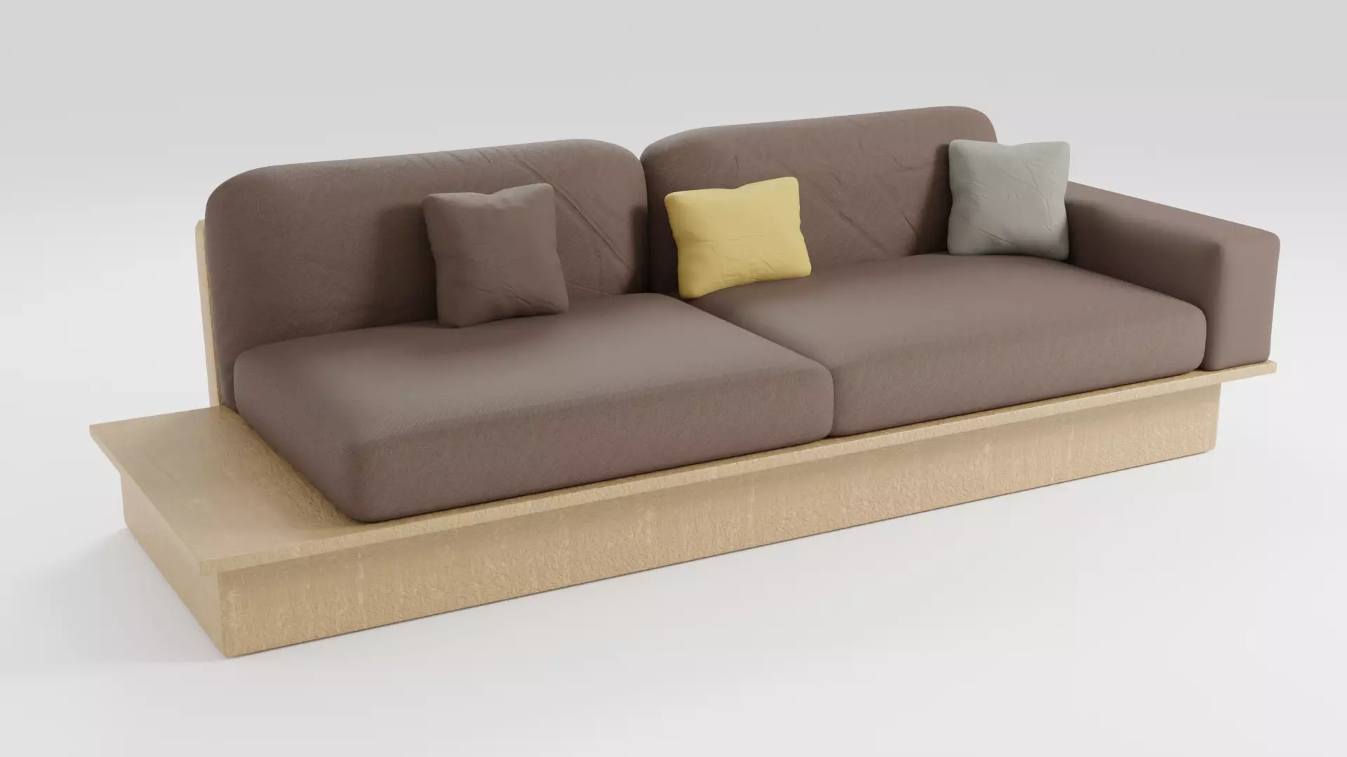 Small sofa in brown tones in a modern style 3D model_0