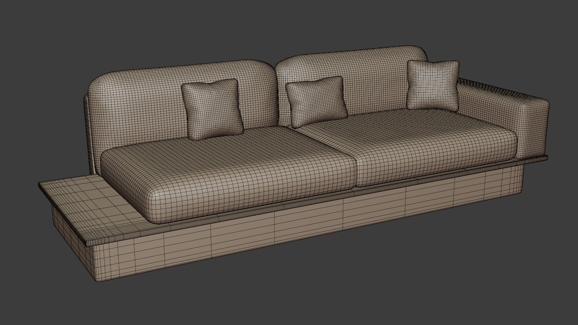 Small sofa in brown tones in a modern style 3D model_6