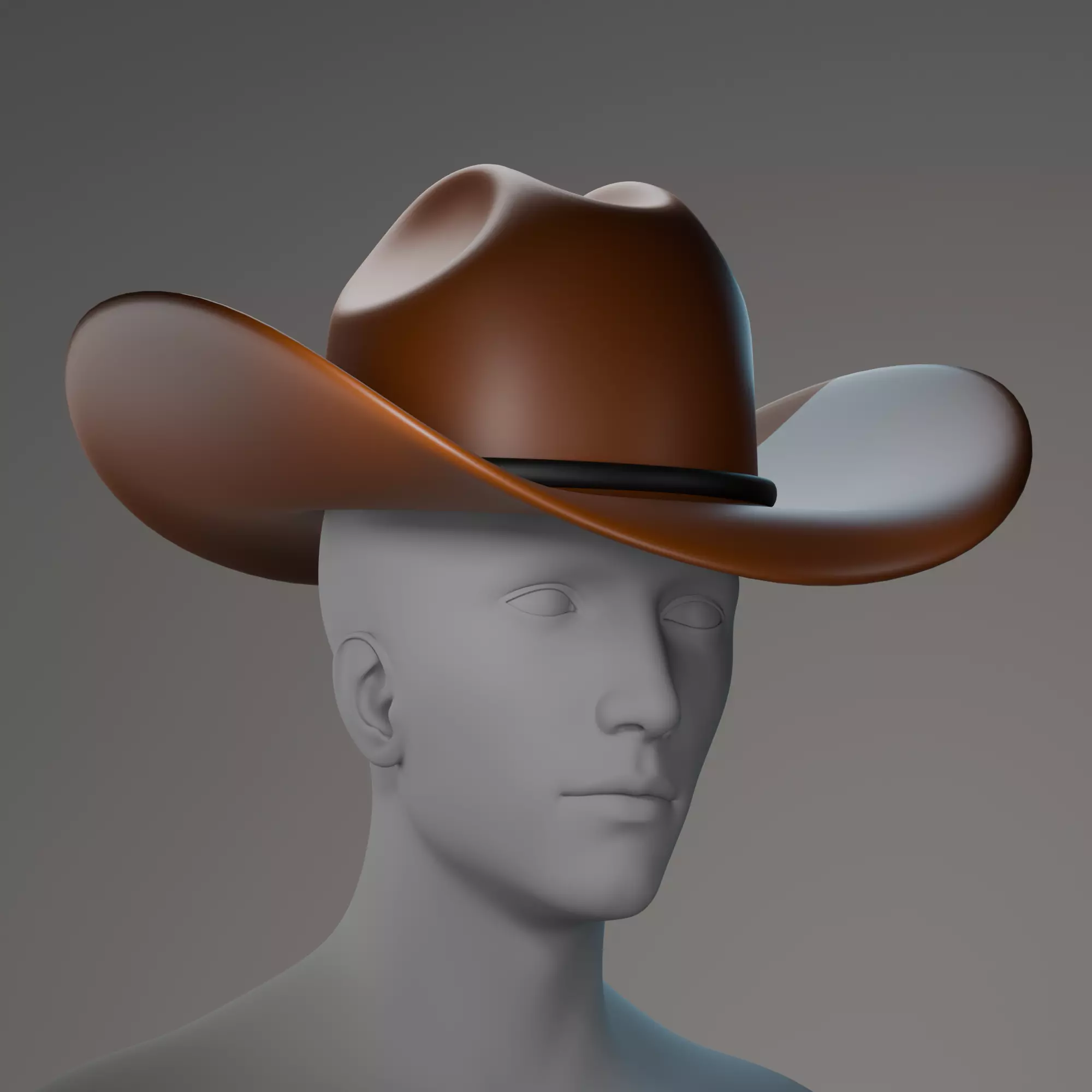 Brown Cowboy Hat 3D Model Low-poly 3D model
