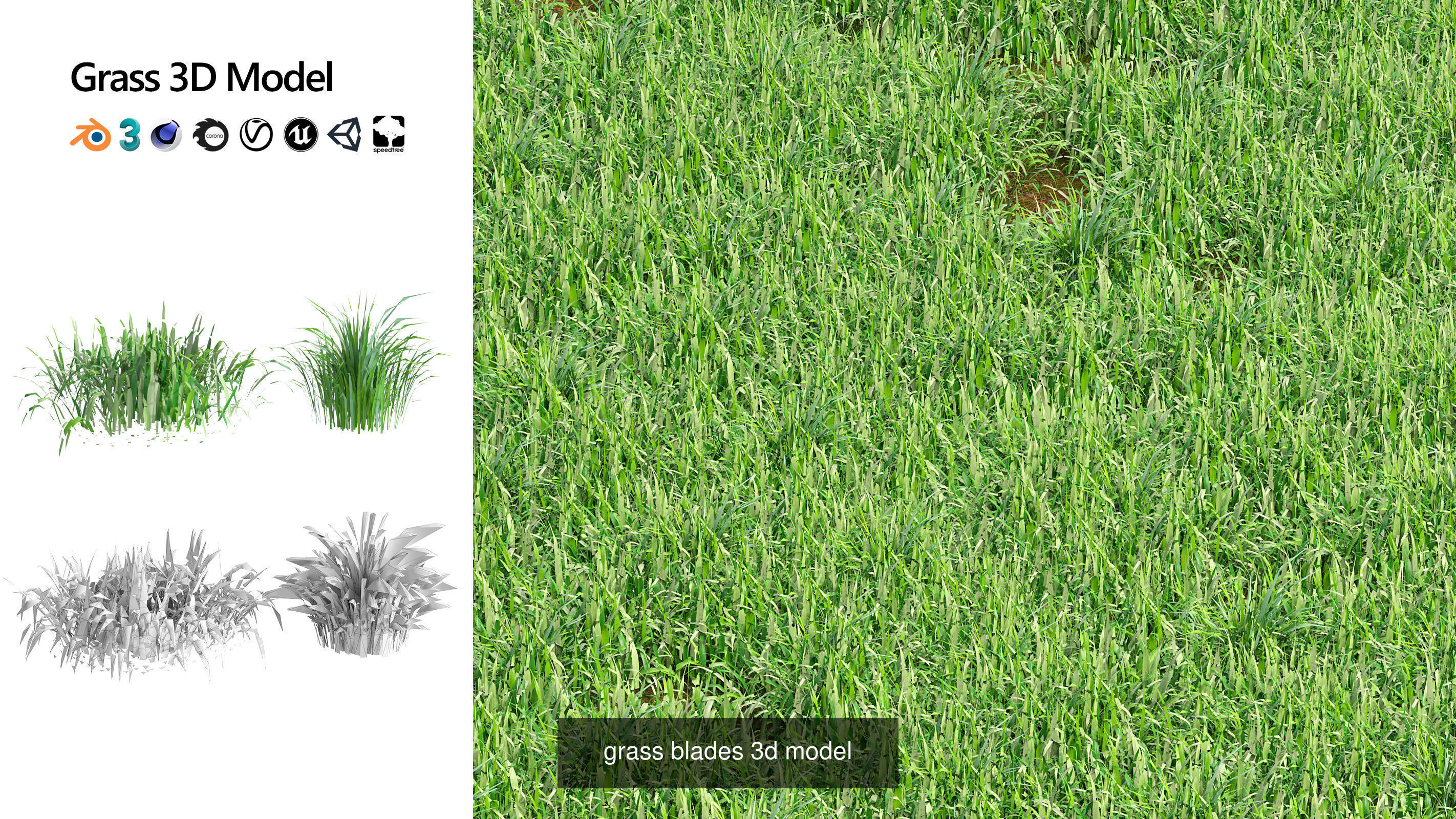 55 Low-Poly Grass Types 3D Model Collection_21