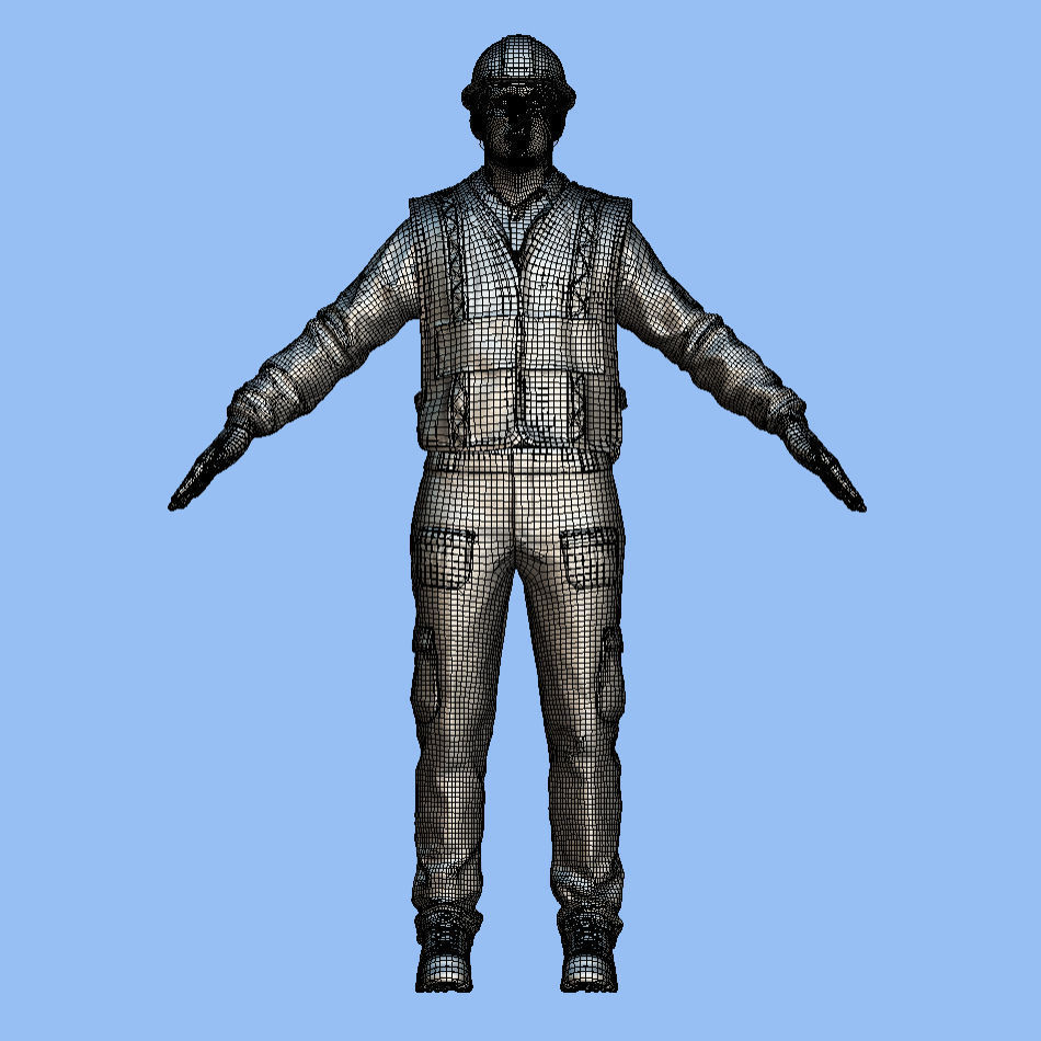 T-Pose Rigged Construction Worker 3D model_6