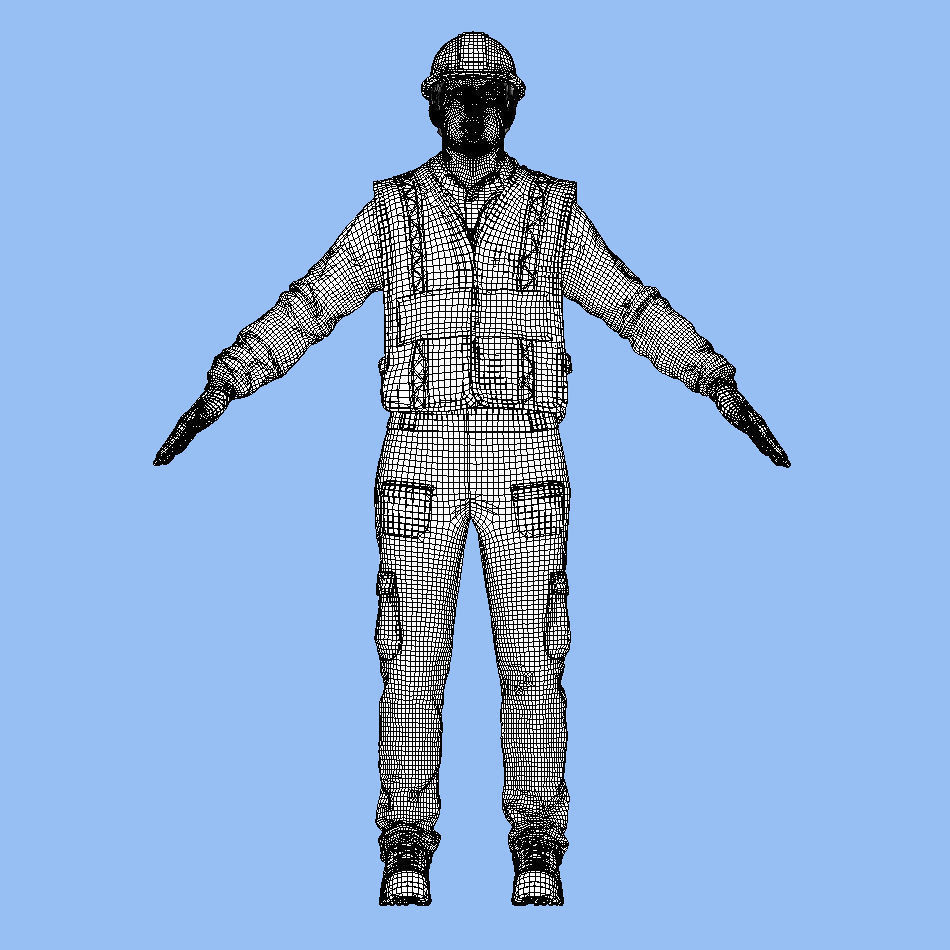 T-Pose Rigged Construction Worker 3D model_8