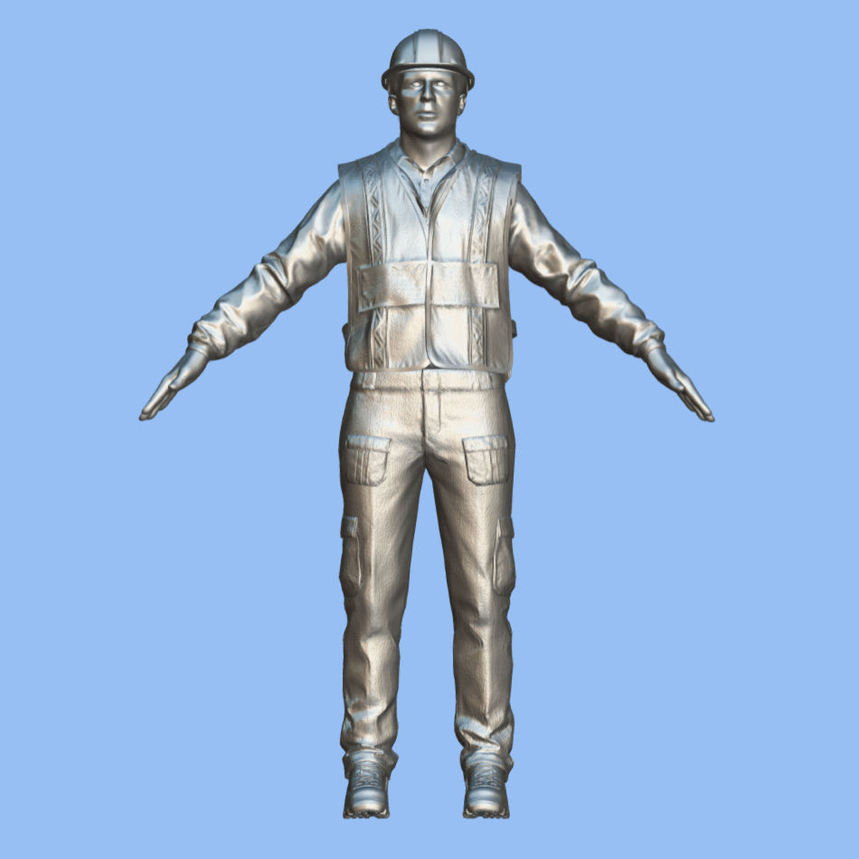 T-Pose Rigged Construction Worker 3D model_5