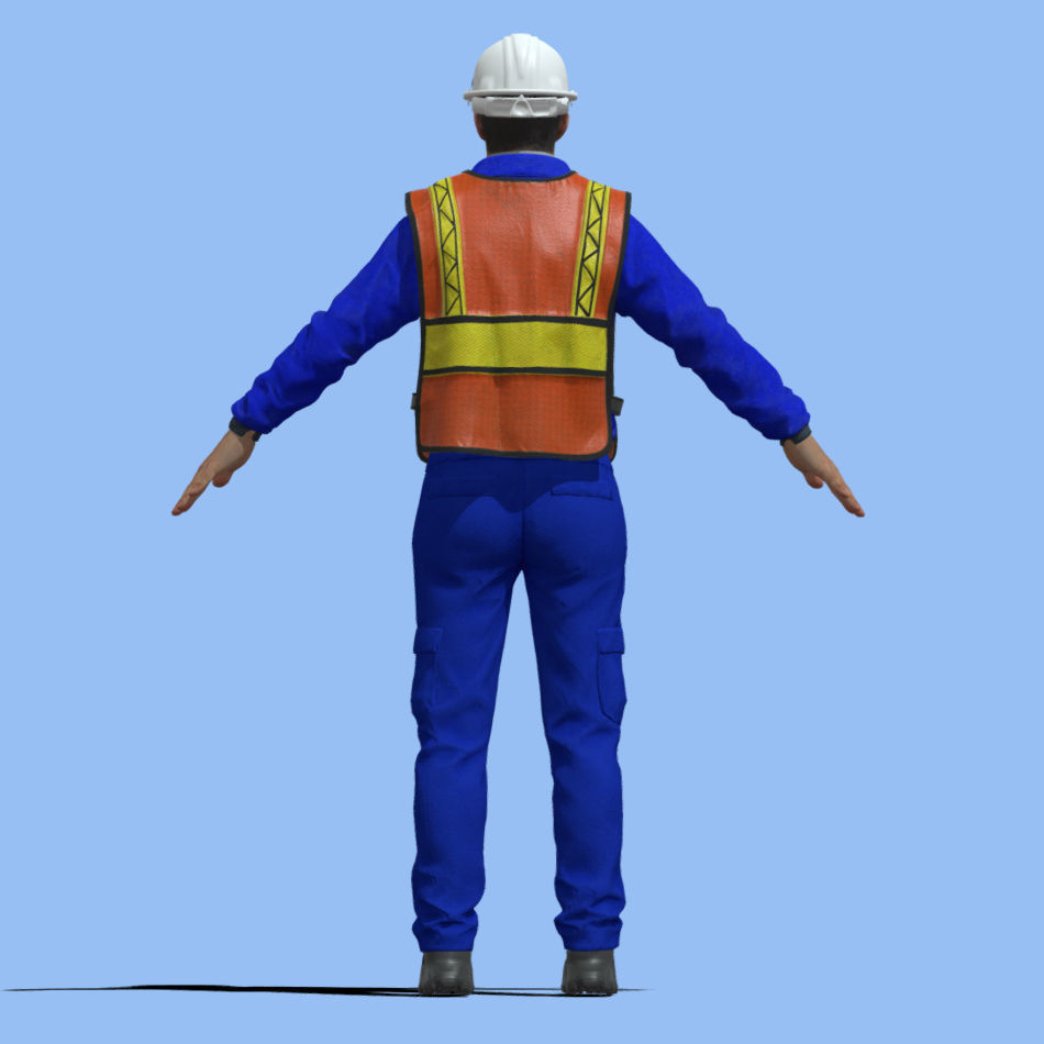 T-Pose Rigged Construction Worker 3D model_3