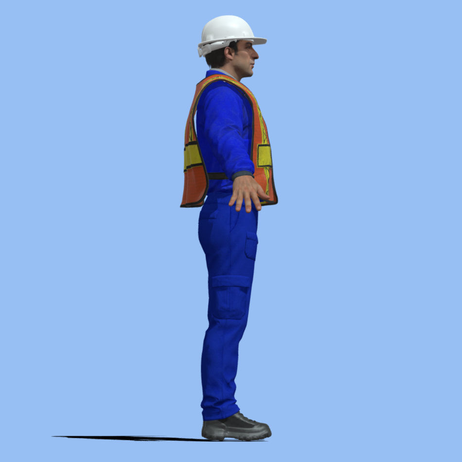 T-Pose Rigged Construction Worker 3D model_4