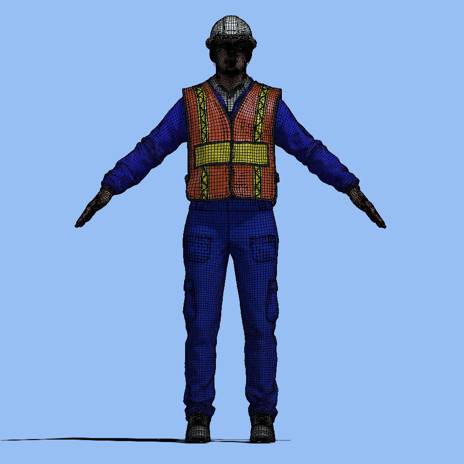 T-Pose Rigged Construction Worker 3D model_7