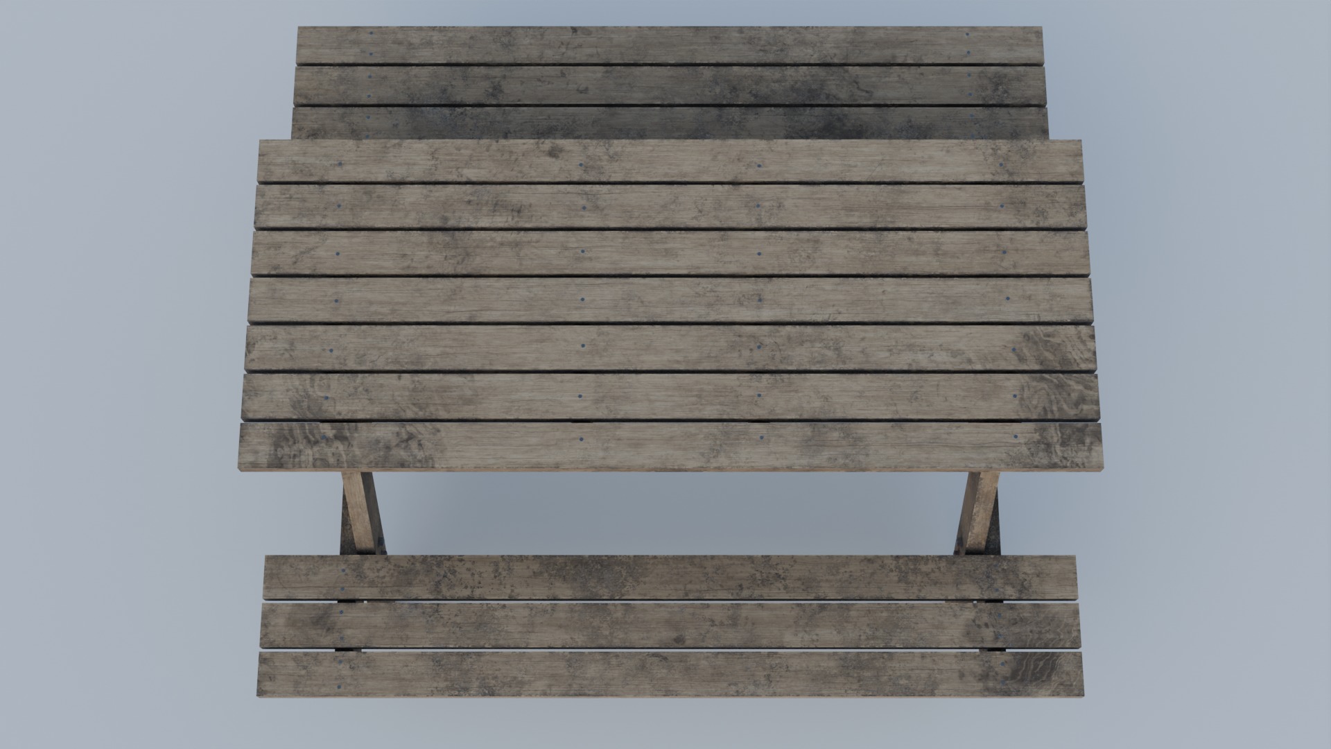 Worn Picnic Bench Low-poly 3D model_6