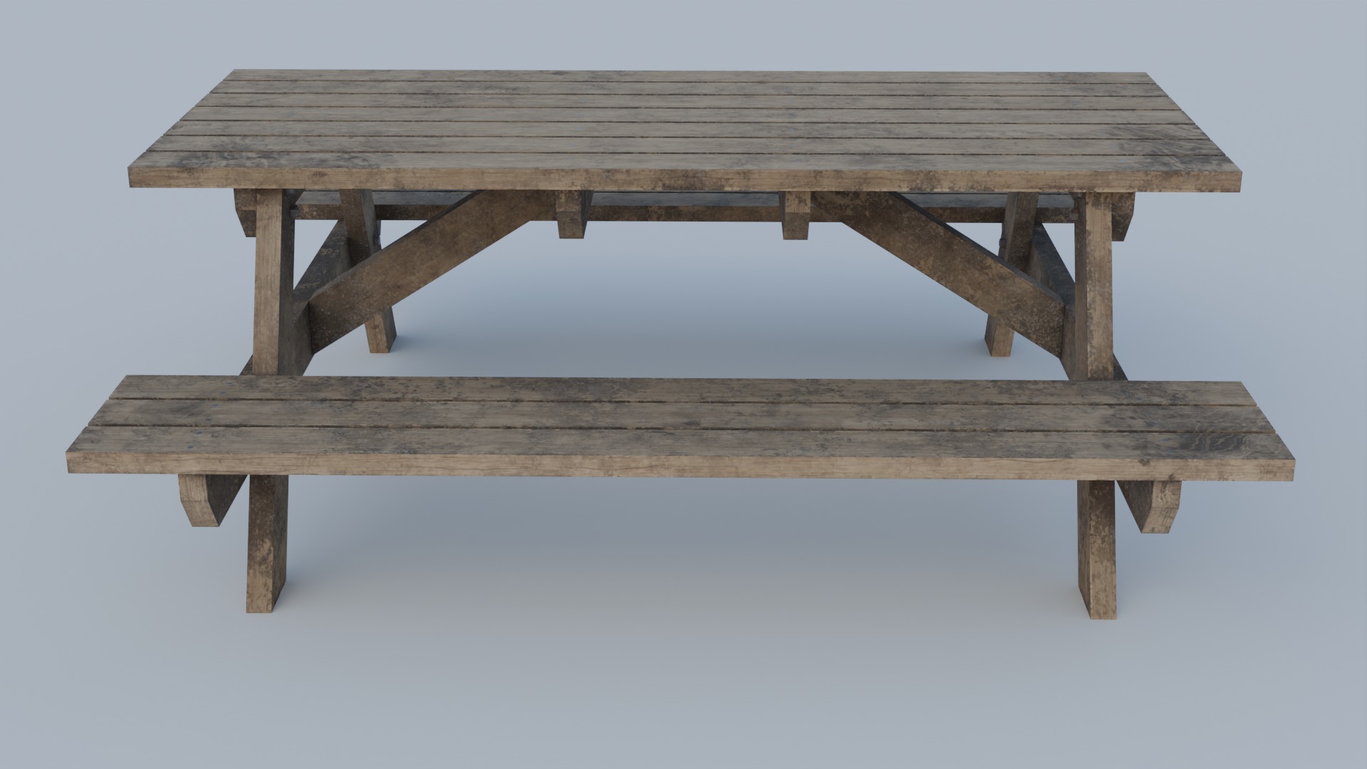 Worn Picnic Bench Low-poly 3D model_3