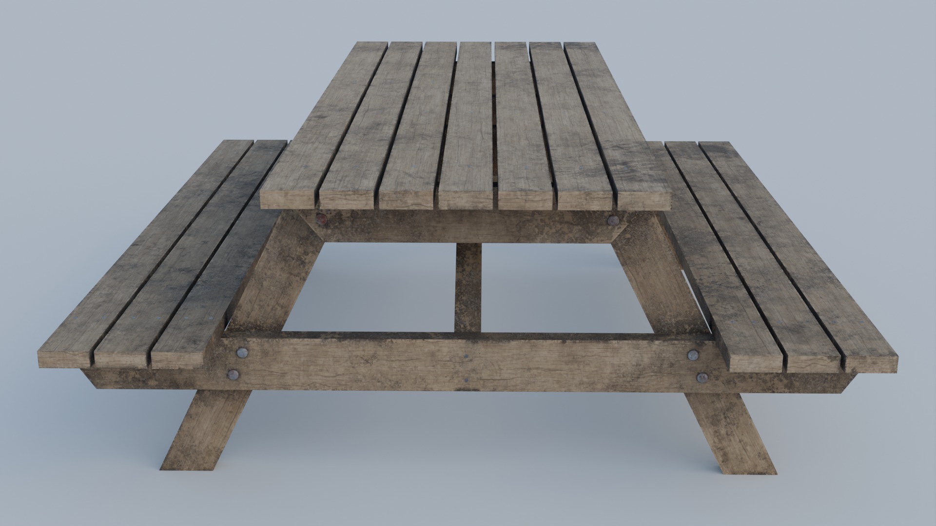 Worn Picnic Bench Low-poly 3D model_2