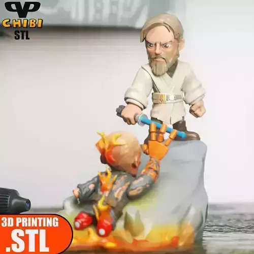 Obi Wan Kenobi vs Anakin Chibi STL for 3D Printing ChibiSTL 3DXM