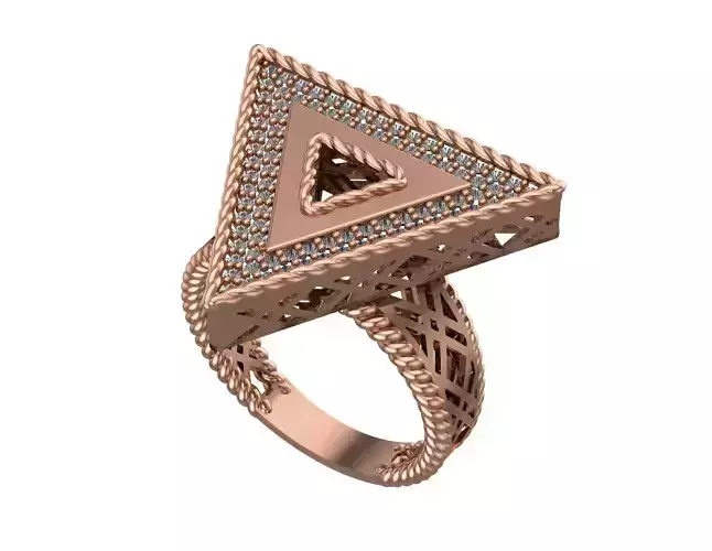 Triangular Head High Jewelry Italian Cocktail Diamond Ring 3D print model