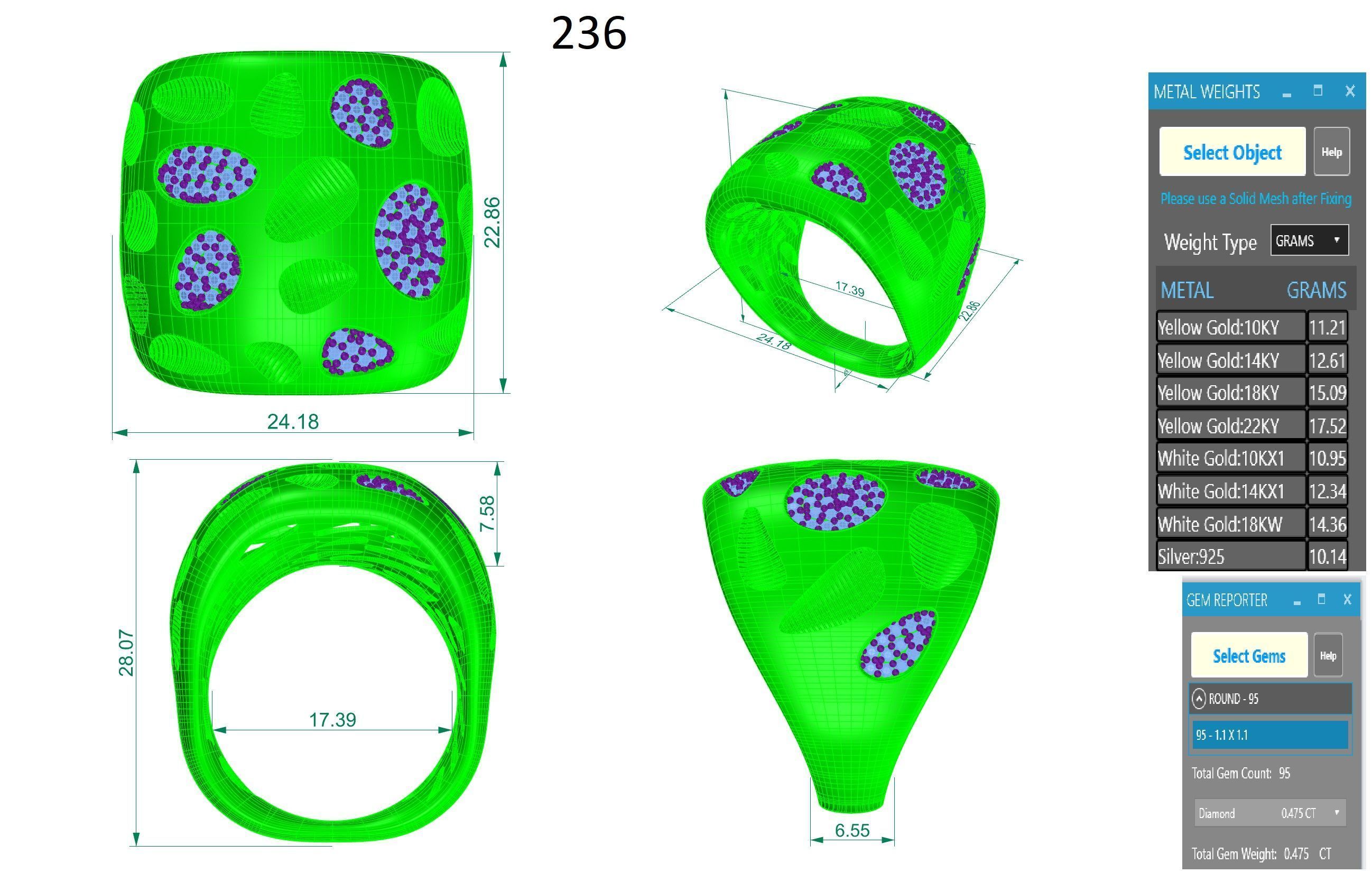 Bones Holes High Jewelry Italian Cocktail Diamond Ring 3D print model_3