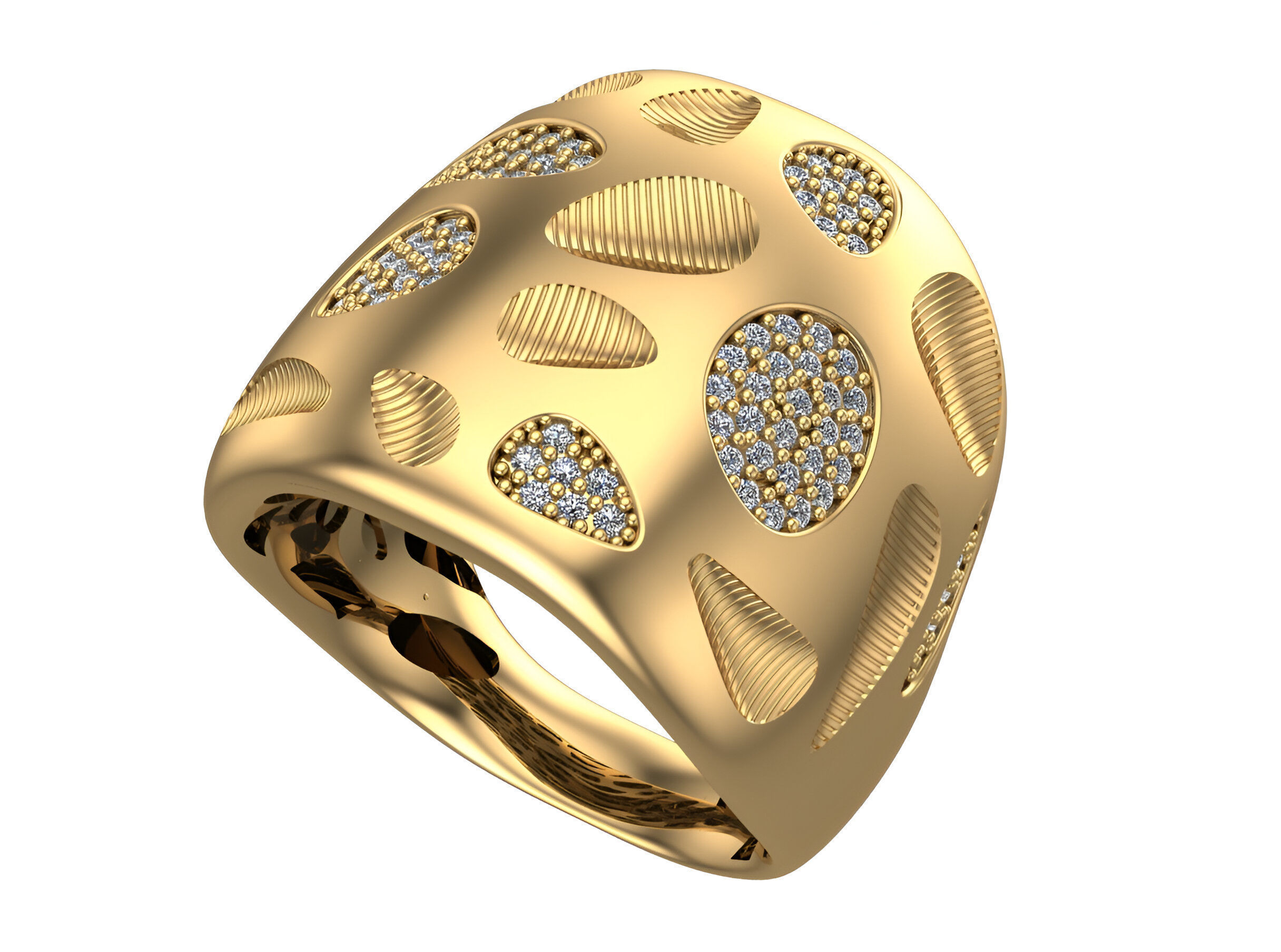Bones Holes High Jewelry Italian Cocktail Diamond Ring 3D print model_1