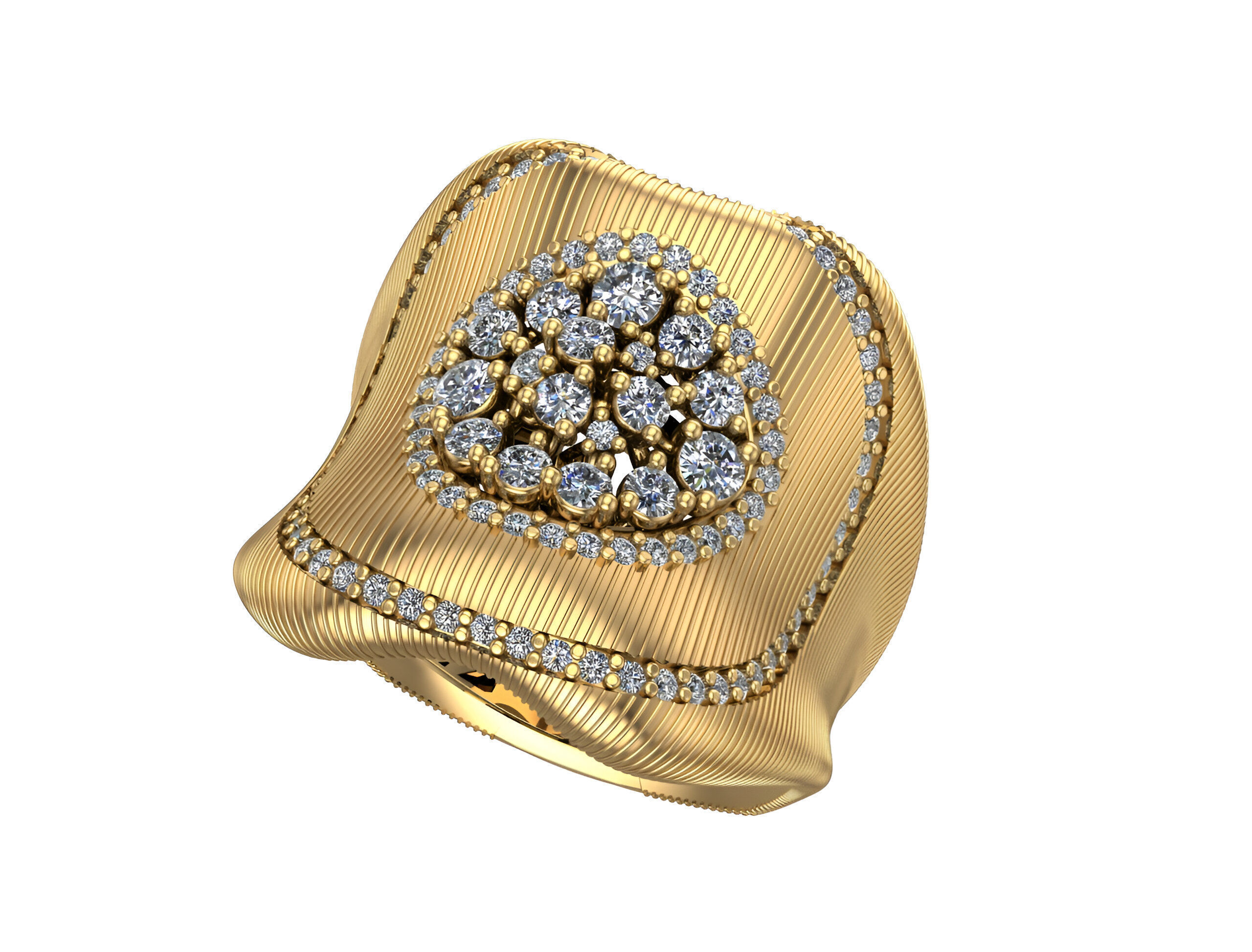 Cluster Diamond High Jewelry Italian Cocktail Ring 3D print model_2