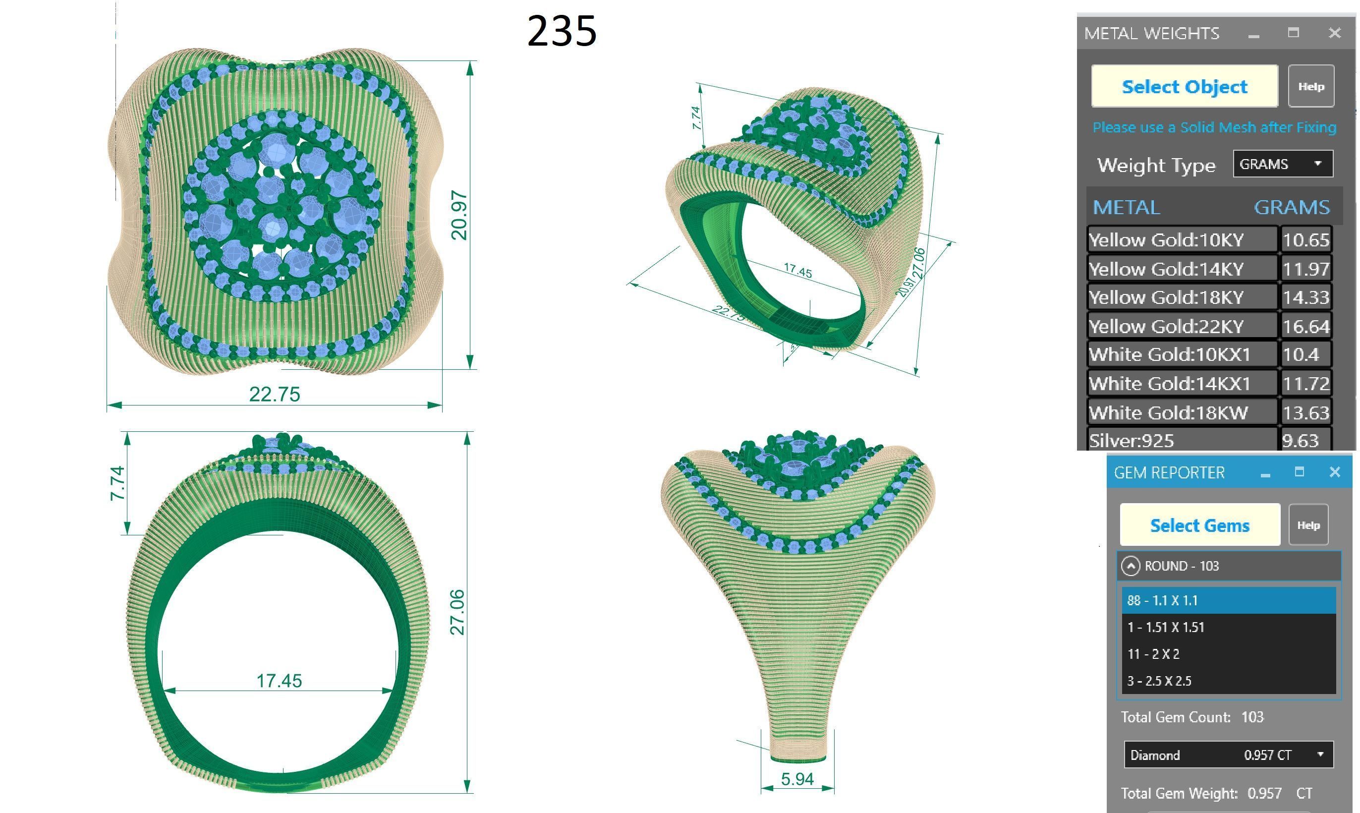 Cluster Diamond High Jewelry Italian Cocktail Ring 3D print model_3