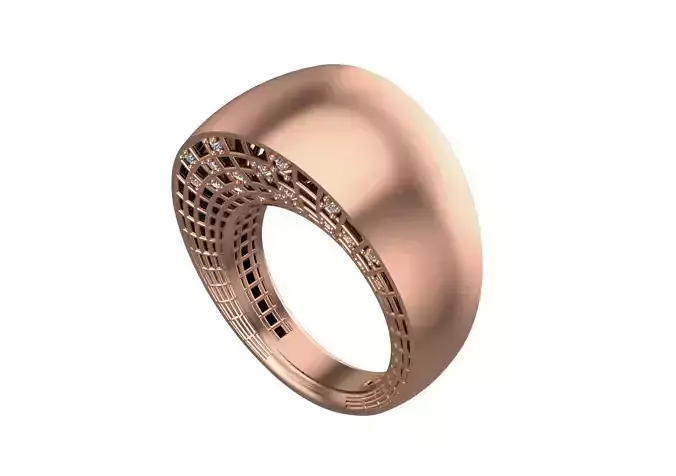 Wire Mesh High Jewelry Italian Cocktail Diamond Ring