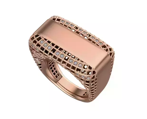 Wire Mesh High Jewelry Italian Cocktail Diamond Ring