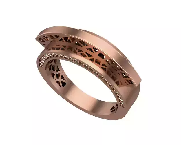 Hinge Wire Mesh High Jewelry Italian Cocktail Diamond Ring