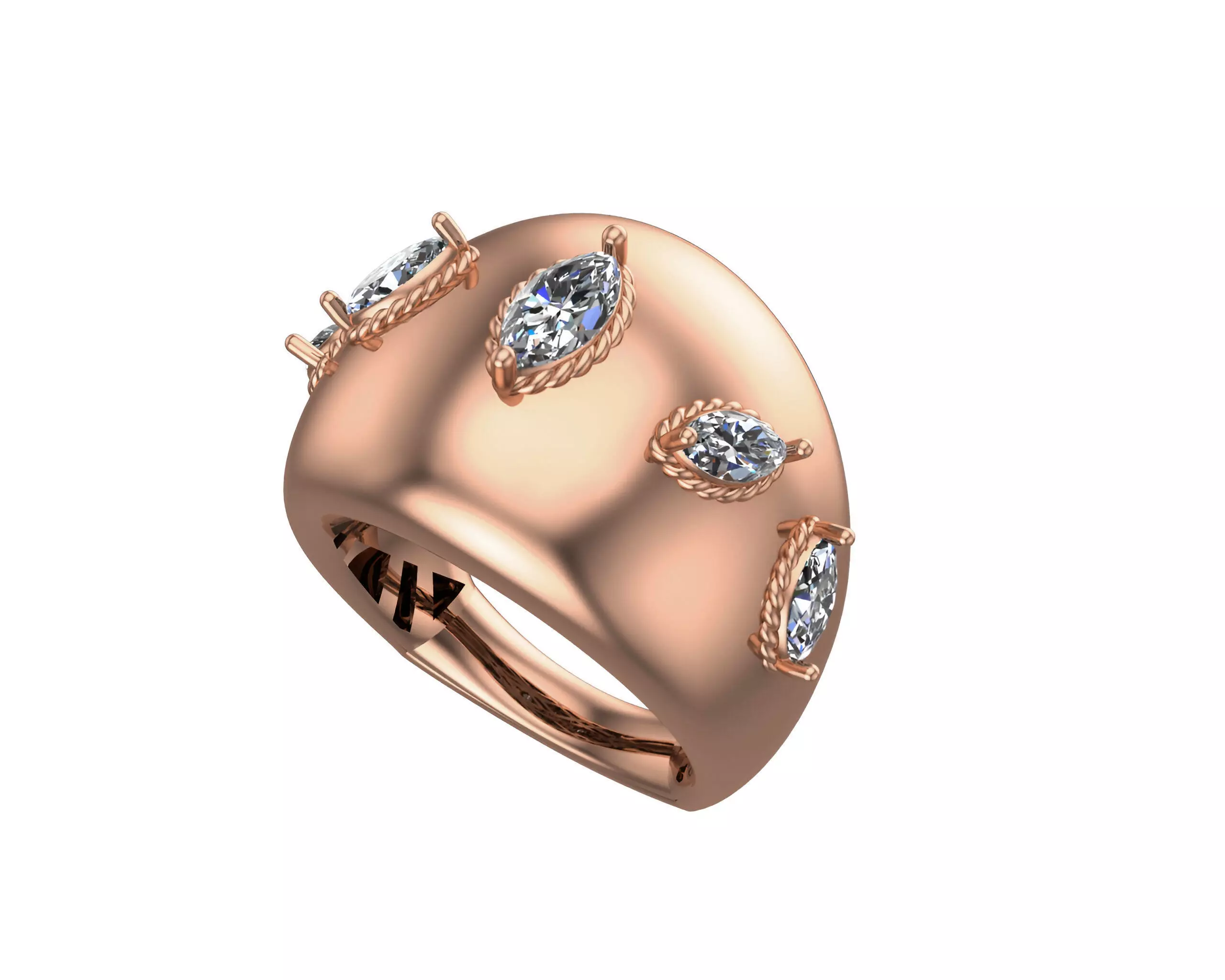 Marquise High Jewelry Italian Cocktail Diamond Ring 3D print model