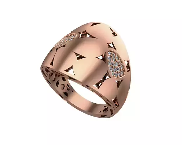 Trinagular Geometric High Jewelry Italian Cocktail Diamond Ring