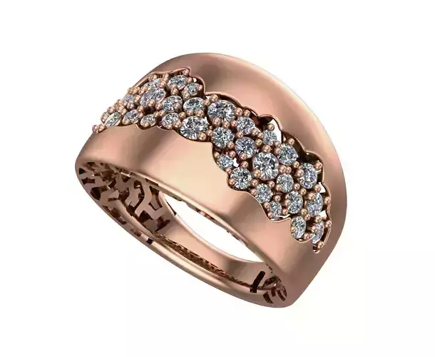 Diamond Cluster High Jewelry Italian Cocktail Ring 3D print model