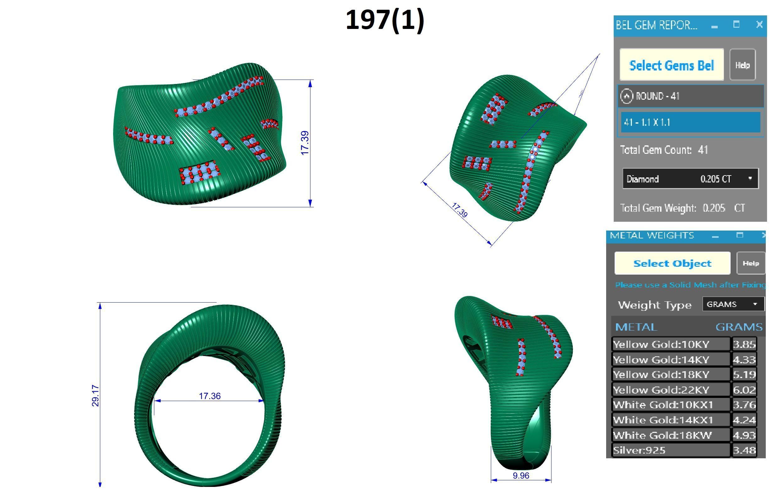 Curved High Jewelry Italian Cocktail Diamond Ring 3D print model_3