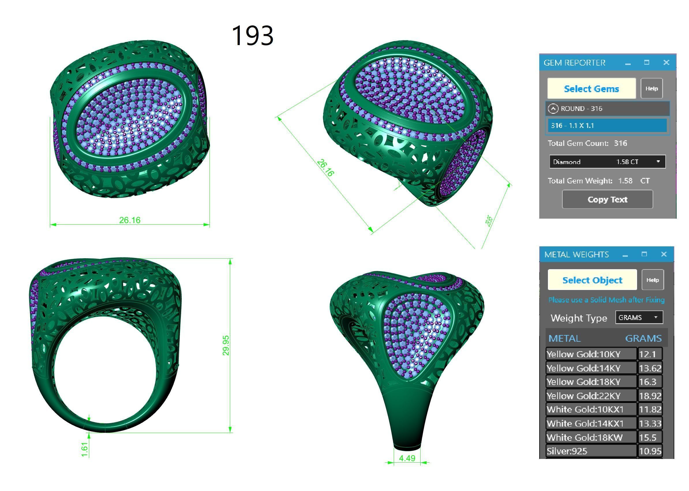 Bone Head Wire Mesh High Jewelry Italian Cocktail Diamond Ring 3D print model_3