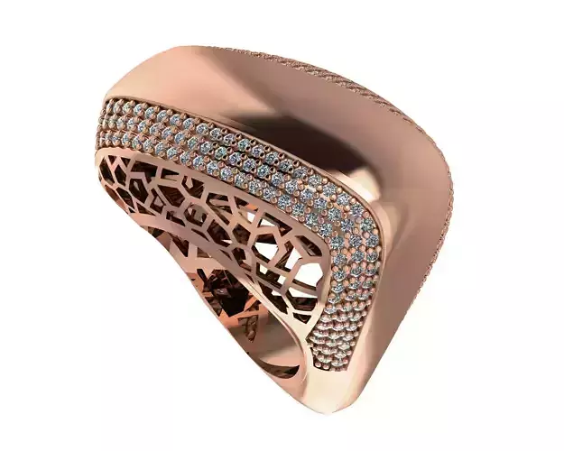 Dual Diamond Line Wave  High Jewelry Italian Cocktail Ring