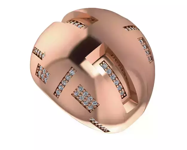 Geometric Head High Jewelry Italian Cocktail Diamond Ring