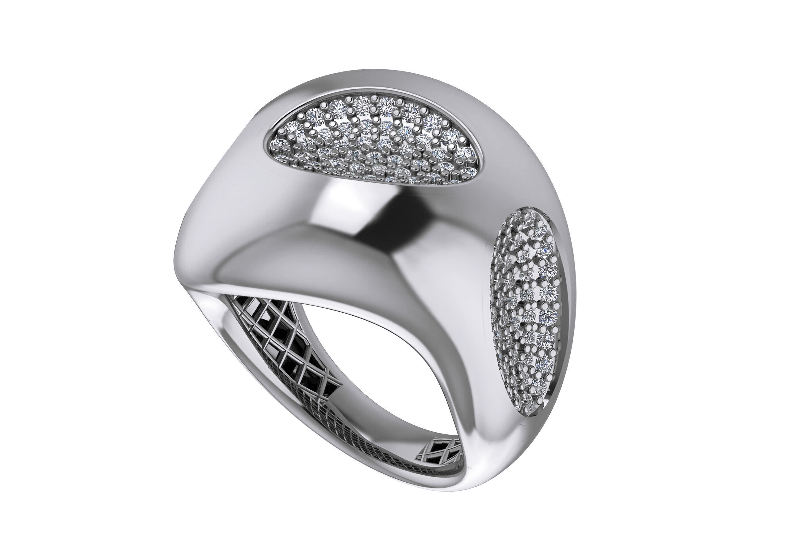 Bone Holes High Jewelry Italian Cocktail Diamond Ring 3D print model_2