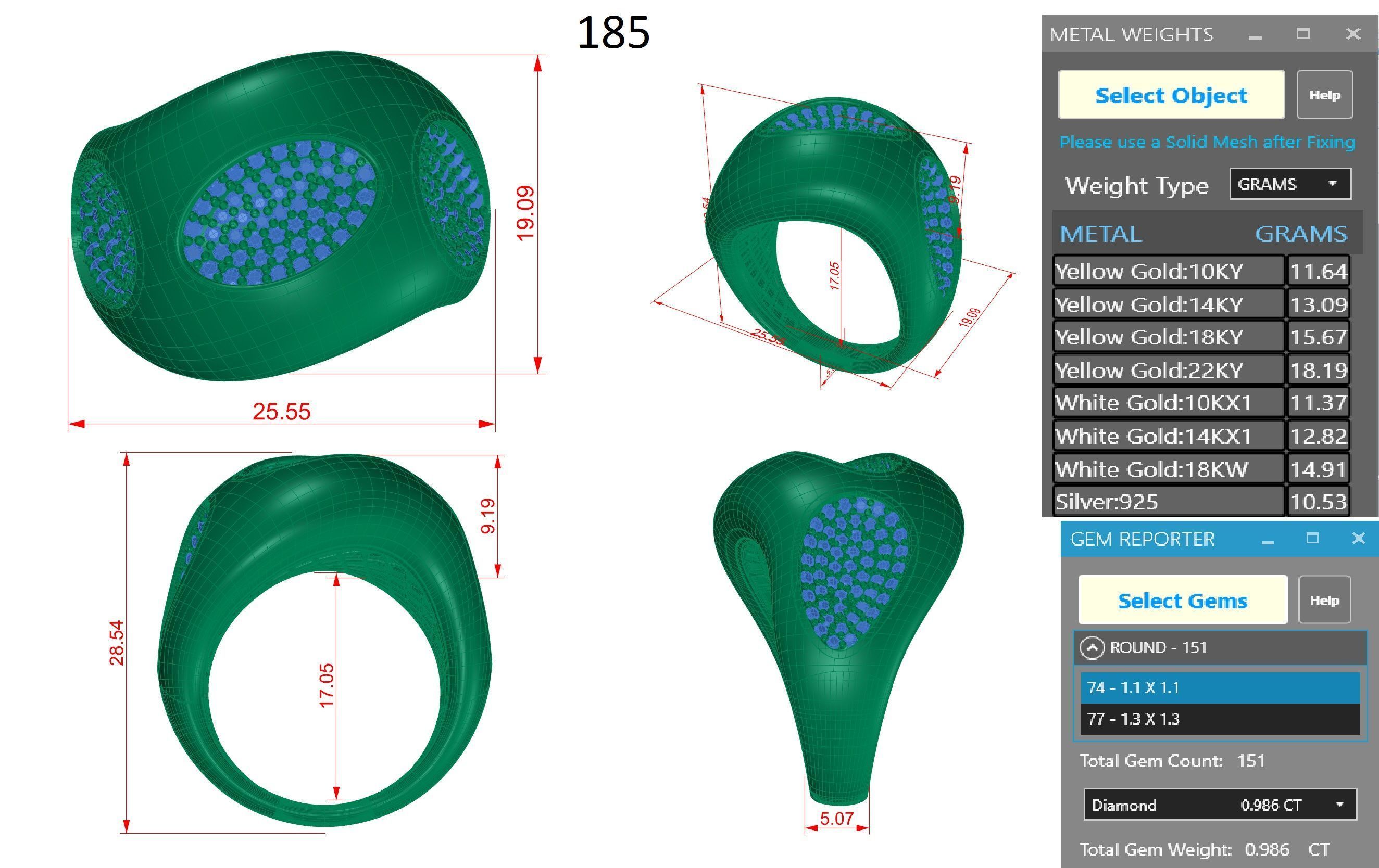 Bone Holes High Jewelry Italian Cocktail Diamond Ring 3D print model_3
