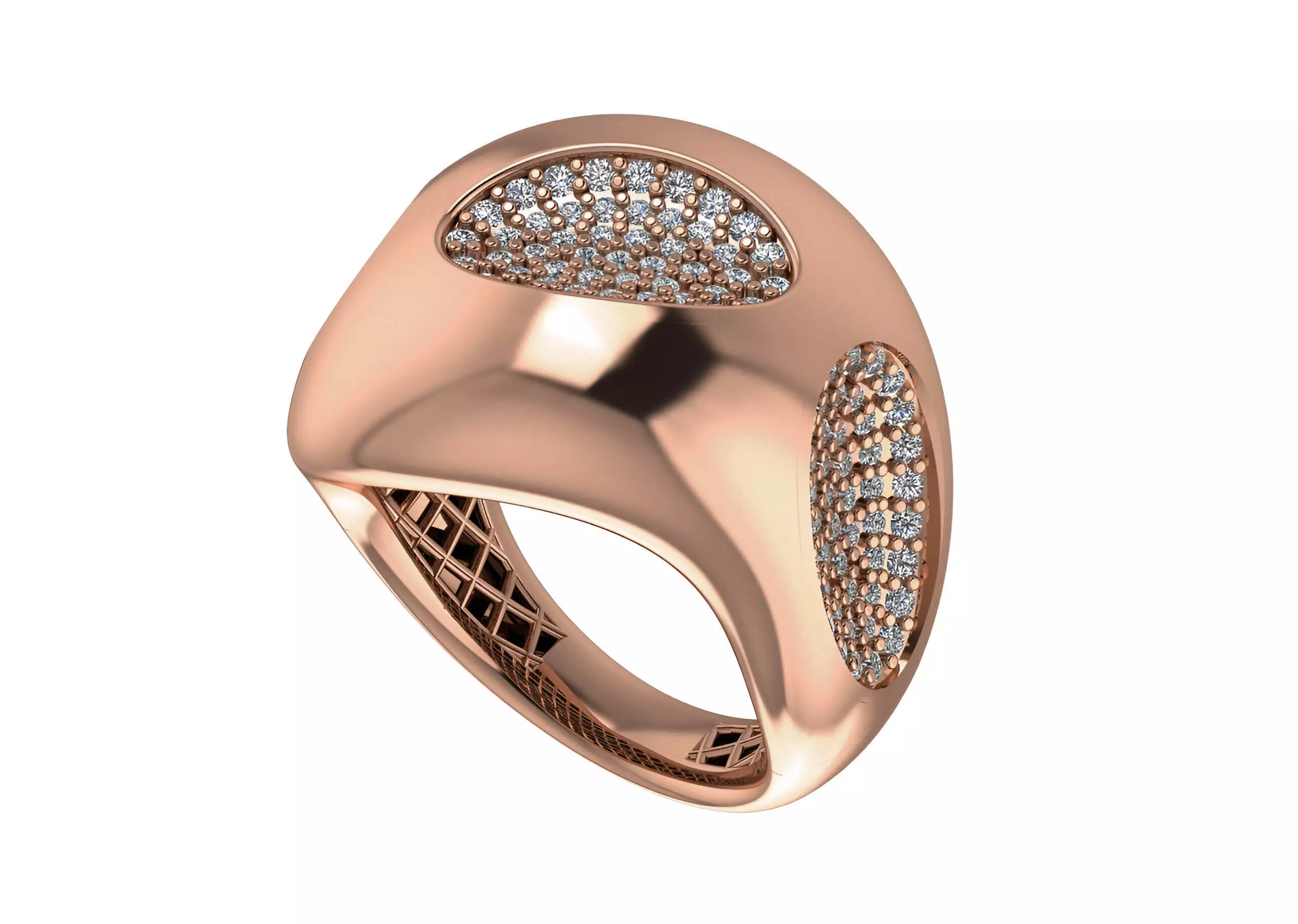 Bone Holes High Jewelry Italian Cocktail Diamond Ring 3D print model_0