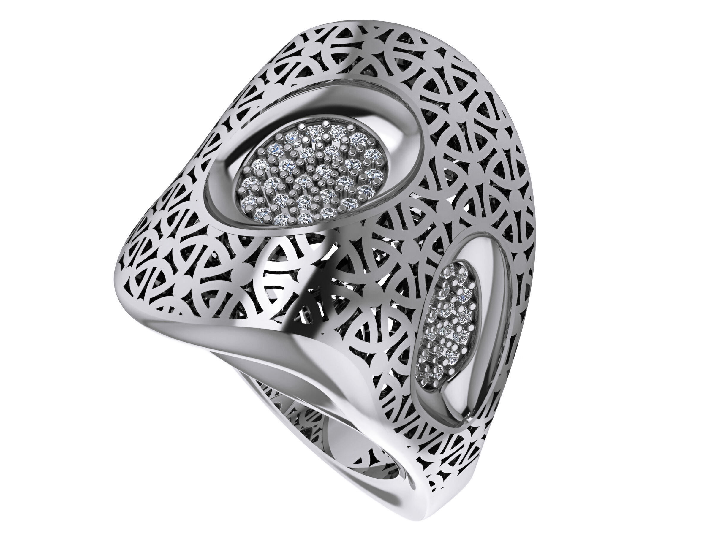 Bone Head High Jewelry Italian Cocktail Diamond Ring 3D print model_1