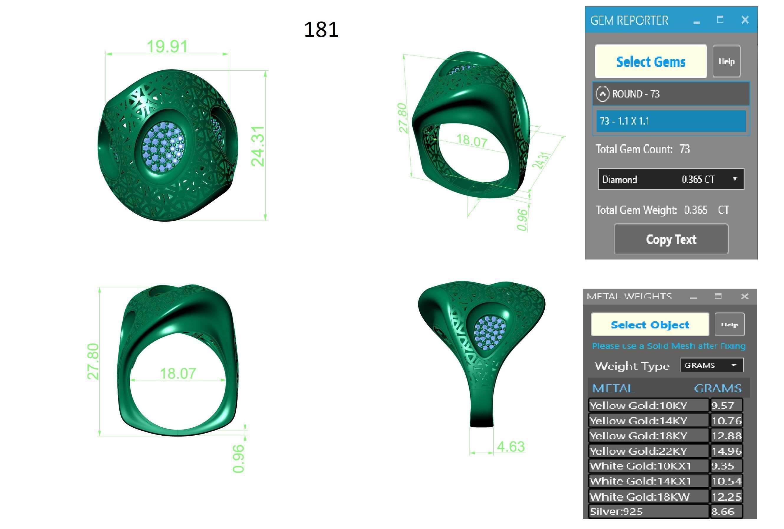 Bone Head High Jewelry Italian Cocktail Diamond Ring 3D print model_3