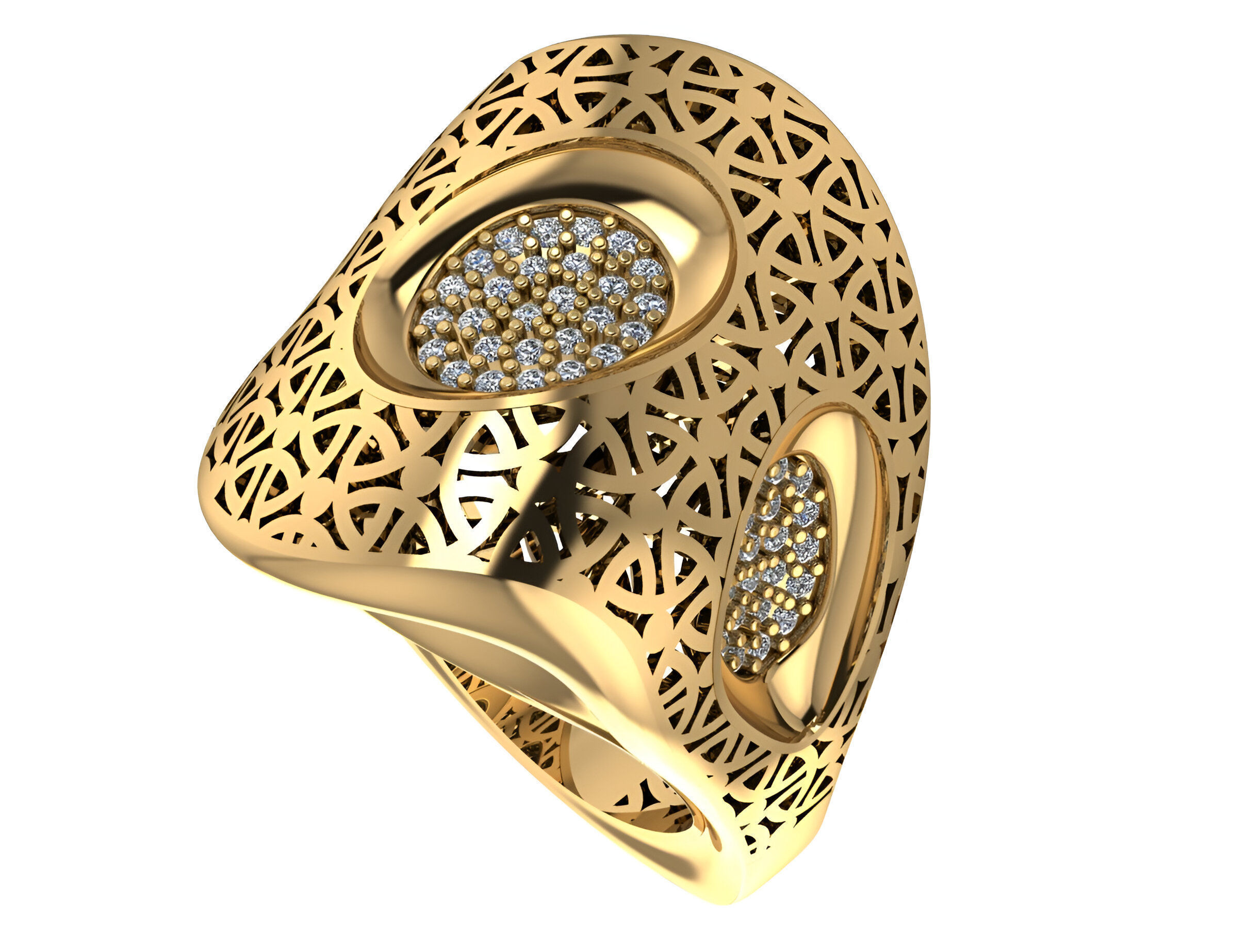 Bone Head High Jewelry Italian Cocktail Diamond Ring 3D print model_2