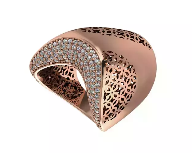 Wire Mesh Diamond Cluster High Jewelry Italian Cocktail Ring